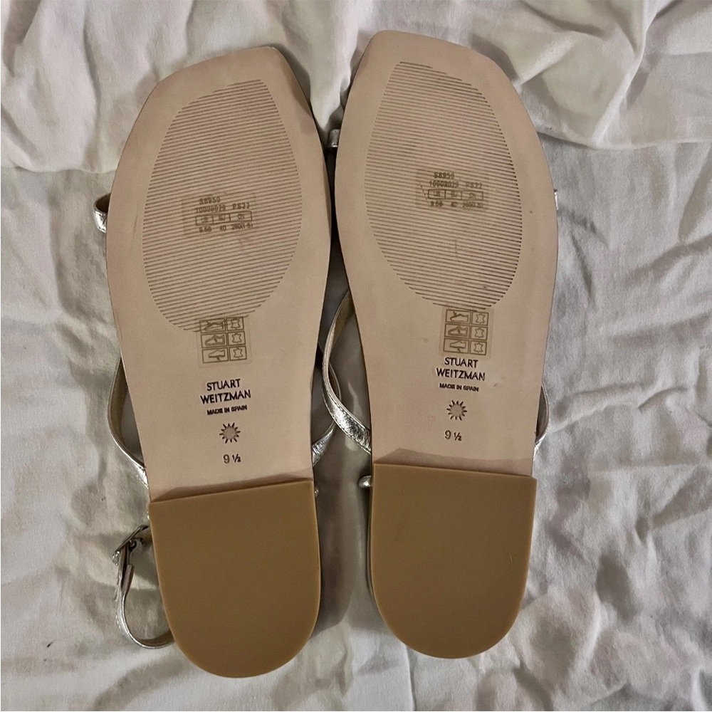 Stuart Weitzman Silver Strappy Square-Toe Sandals… - image 8